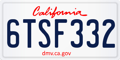 CA license plate 6TSF332