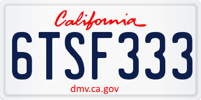 CA license plate 6TSF333
