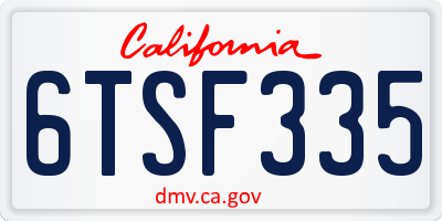 CA license plate 6TSF335
