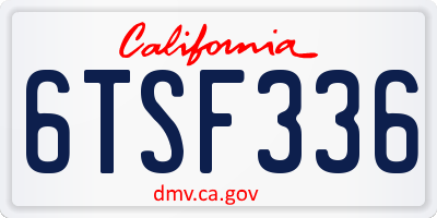 CA license plate 6TSF336
