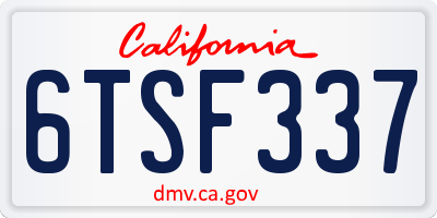 CA license plate 6TSF337