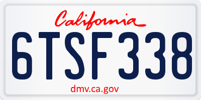 CA license plate 6TSF338