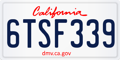 CA license plate 6TSF339