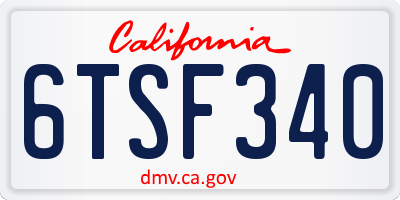 CA license plate 6TSF340