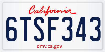 CA license plate 6TSF343