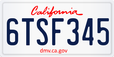 CA license plate 6TSF345