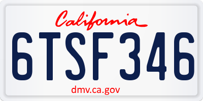 CA license plate 6TSF346