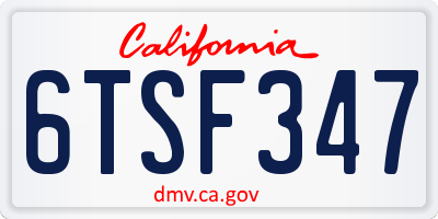CA license plate 6TSF347