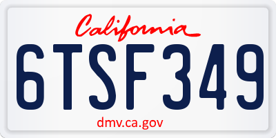 CA license plate 6TSF349