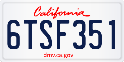 CA license plate 6TSF351