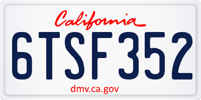 CA license plate 6TSF352
