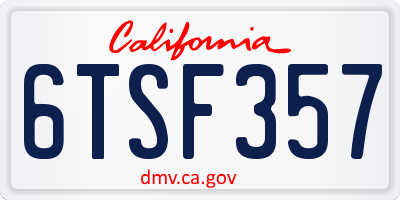 CA license plate 6TSF357