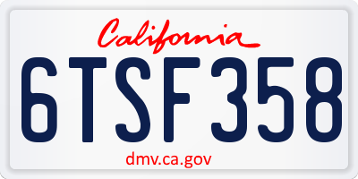 CA license plate 6TSF358