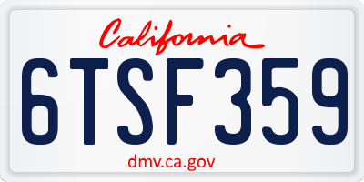 CA license plate 6TSF359