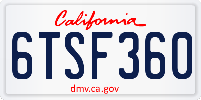 CA license plate 6TSF360