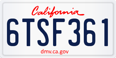 CA license plate 6TSF361