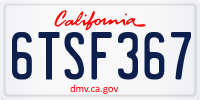 CA license plate 6TSF367