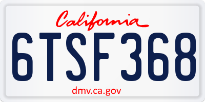 CA license plate 6TSF368