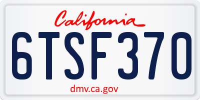 CA license plate 6TSF370