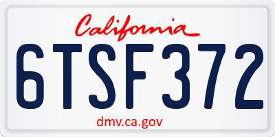 CA license plate 6TSF372