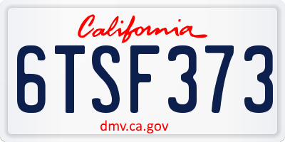 CA license plate 6TSF373