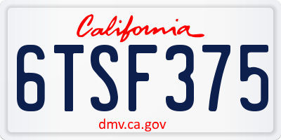 CA license plate 6TSF375