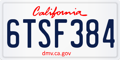 CA license plate 6TSF384