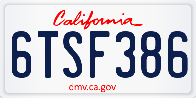 CA license plate 6TSF386