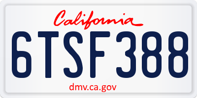 CA license plate 6TSF388