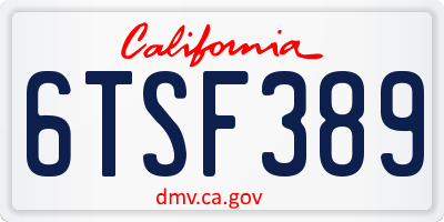 CA license plate 6TSF389