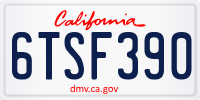 CA license plate 6TSF390