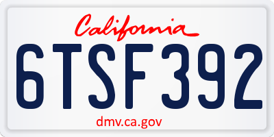CA license plate 6TSF392