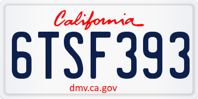 CA license plate 6TSF393