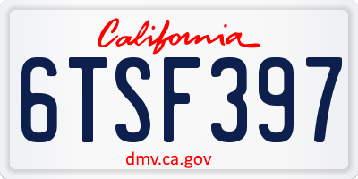 CA license plate 6TSF397
