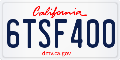 CA license plate 6TSF400