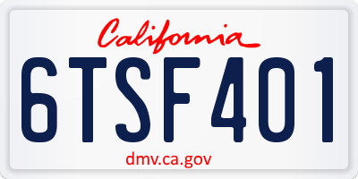 CA license plate 6TSF401
