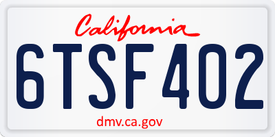 CA license plate 6TSF402