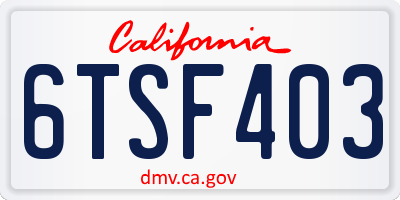 CA license plate 6TSF403