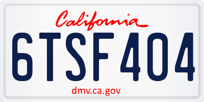 CA license plate 6TSF404