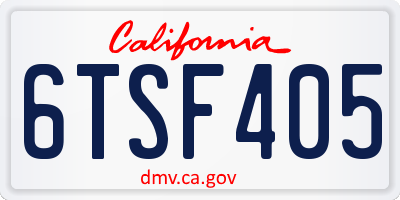 CA license plate 6TSF405