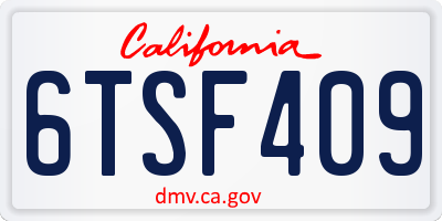 CA license plate 6TSF409