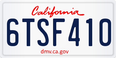 CA license plate 6TSF410