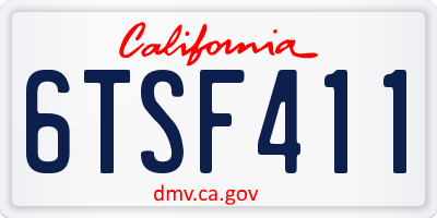 CA license plate 6TSF411