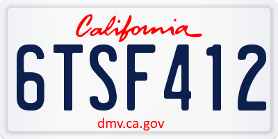 CA license plate 6TSF412