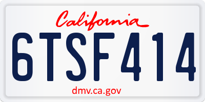 CA license plate 6TSF414