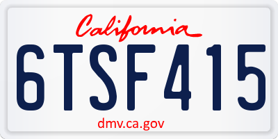 CA license plate 6TSF415