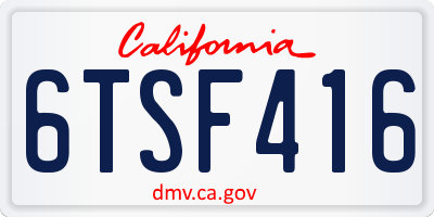 CA license plate 6TSF416