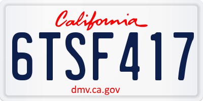 CA license plate 6TSF417