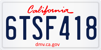 CA license plate 6TSF418