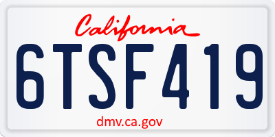 CA license plate 6TSF419